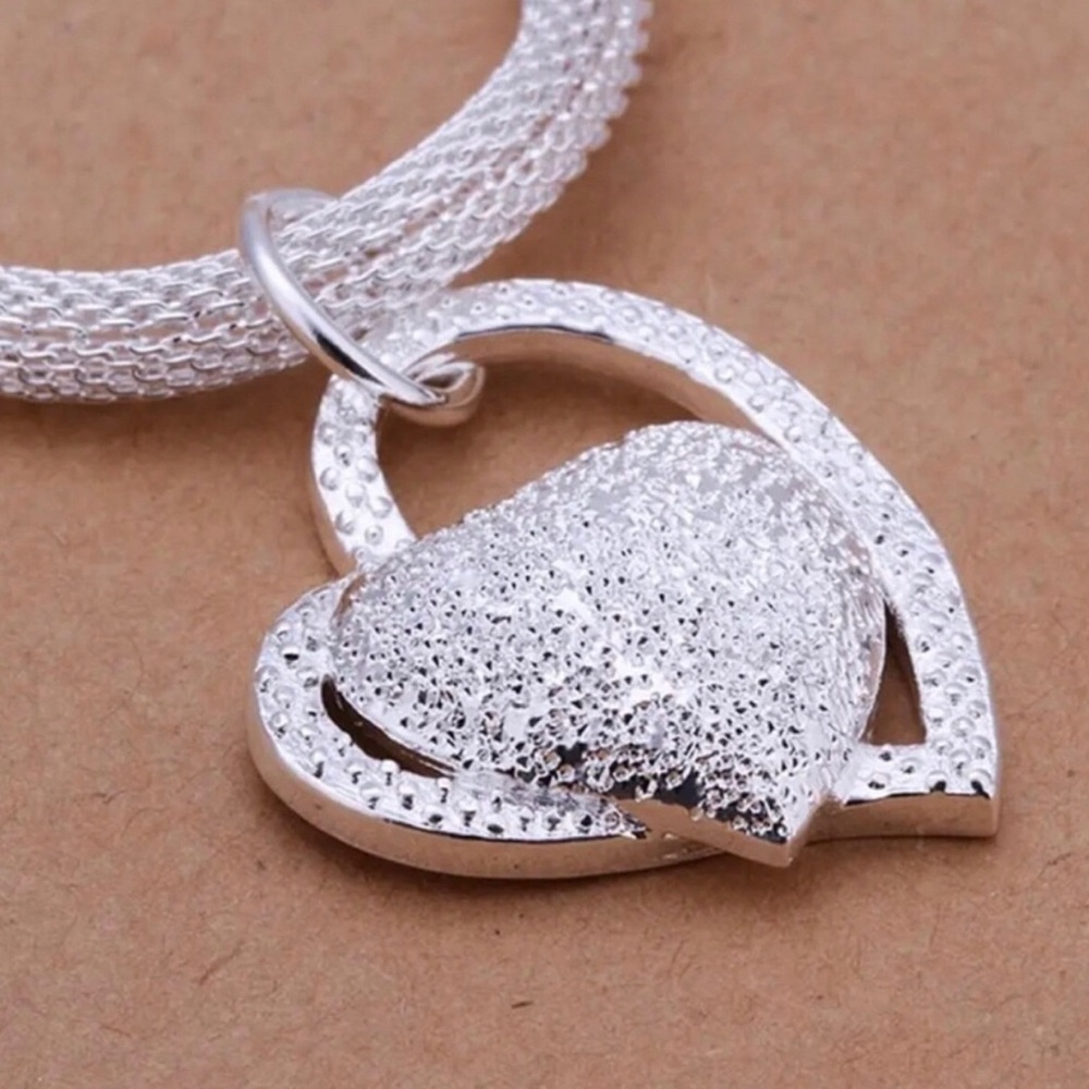 Sterling Silver Heart Pendant Necklace - Picture 2 of 2